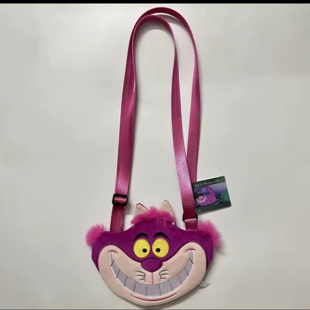 Disney Alice In Wonderland Cheshire Cat Crossbody Handbag Plush Cute Girl Bag
